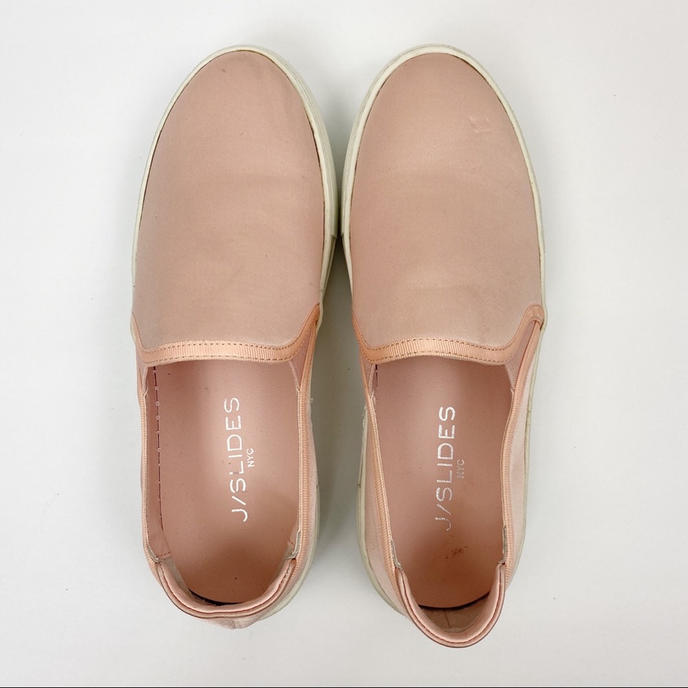 J/Slides Pink Satin Slip On Platforms